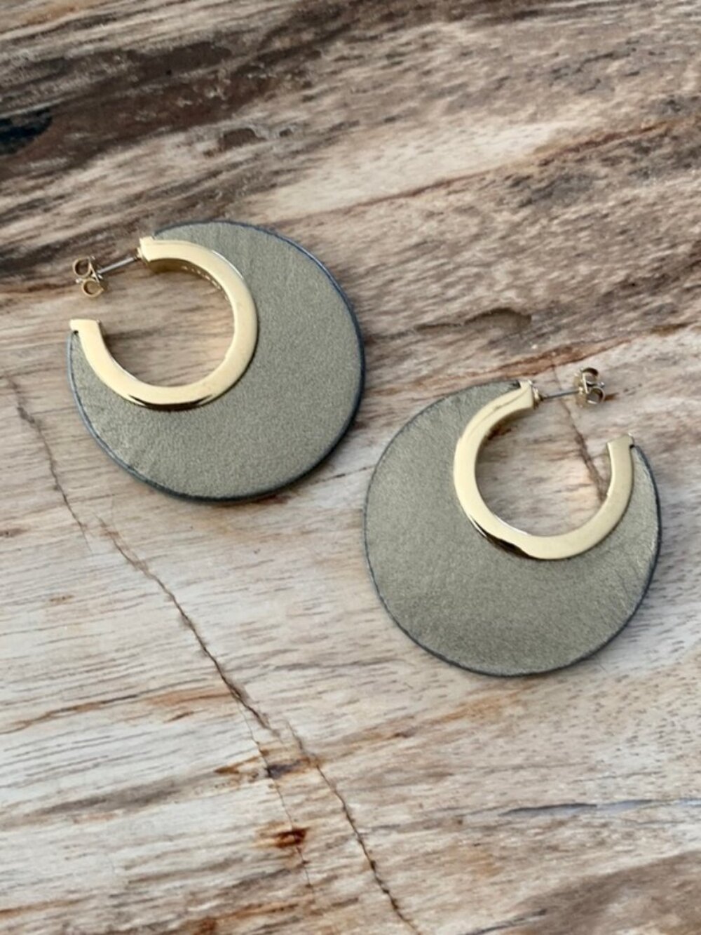 Dyrberg/Kern Odalis gold leather open hoop earrings
